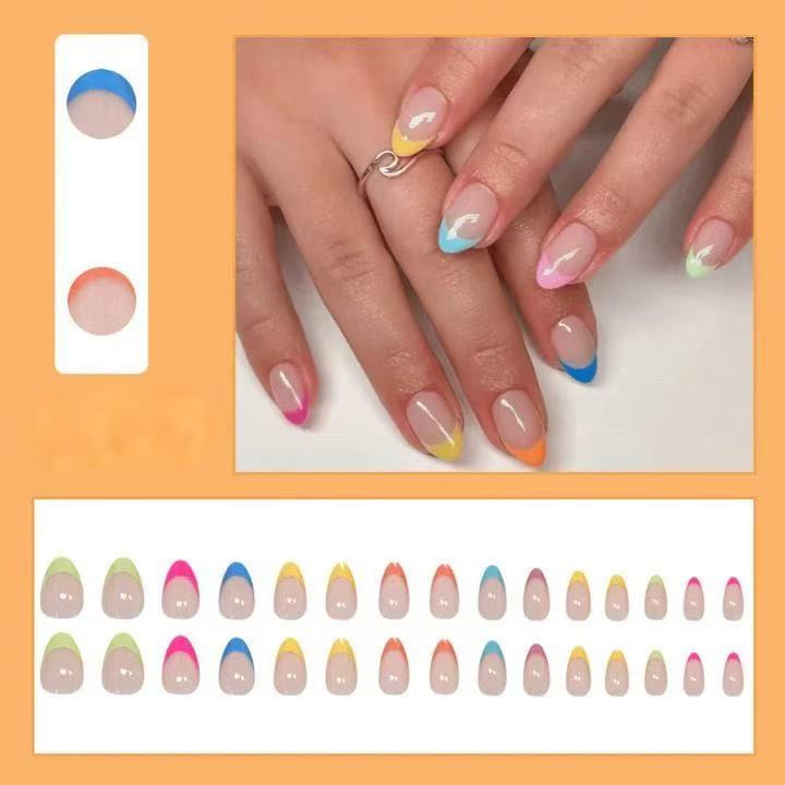 Rainbow fake nails