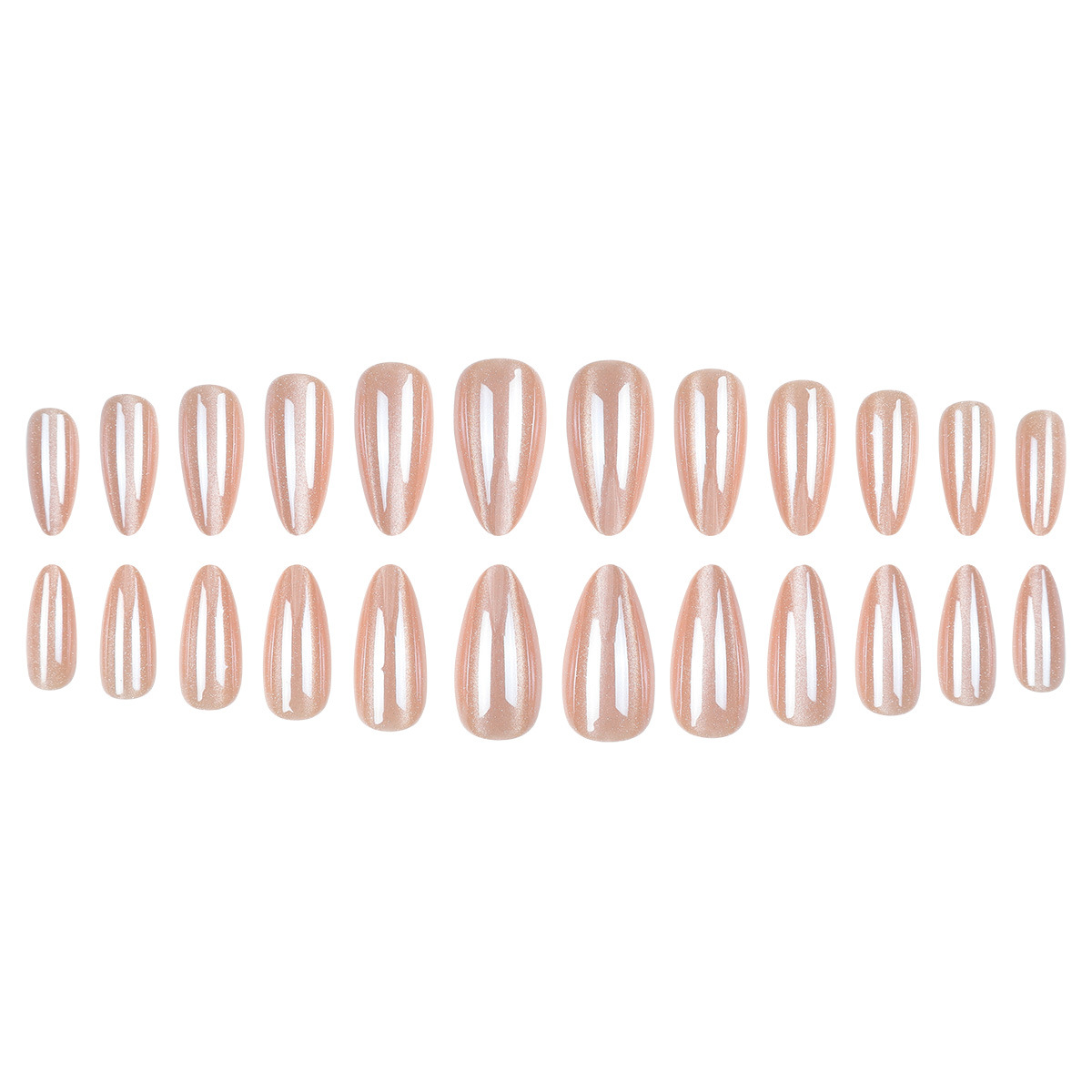 Almond Nails Pure Desire Luxury-Inspired High-Gloss Cat Eye White Electroplated Wearable Nails Removable Artificial Nails