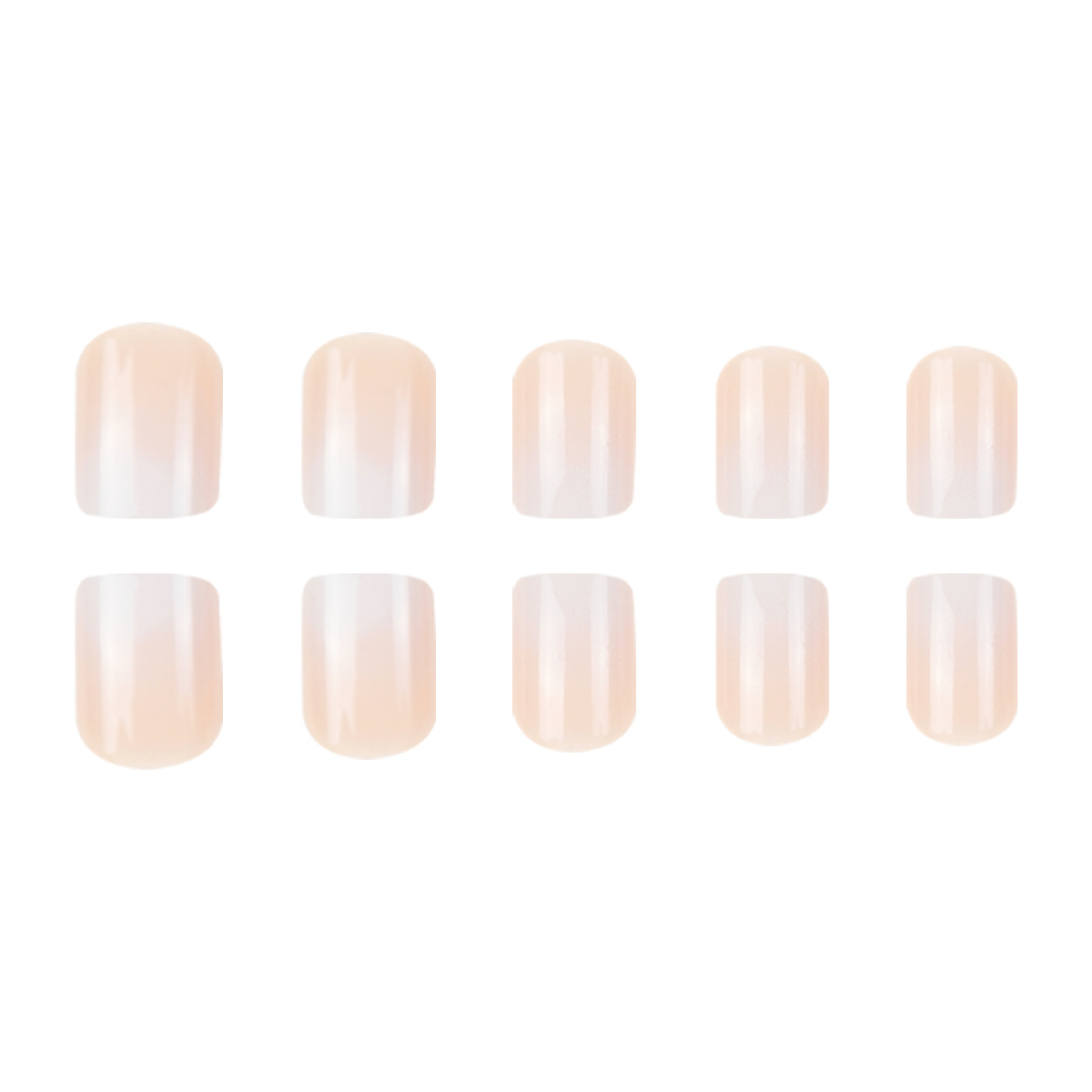 Pink-to-white gradient wearable nails Minimalist square-shaped nail tips Fierce and sassy fake nails