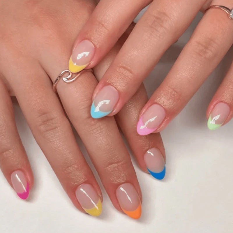 Rainbow fake nails