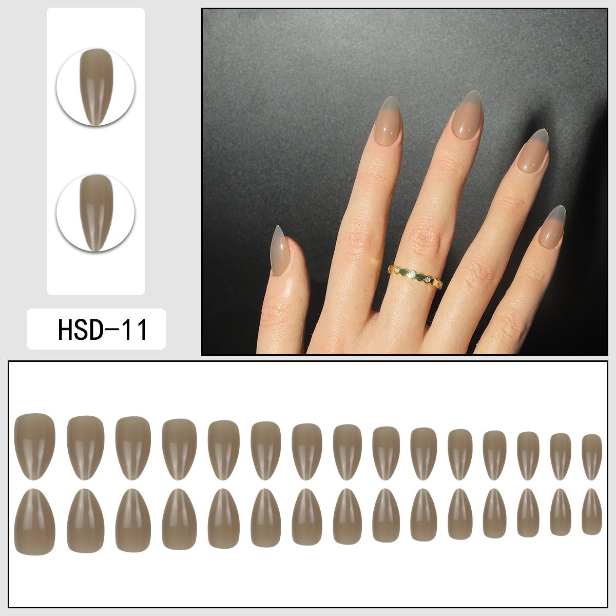 Invisible Solid Color Nail Tips Short Almond Shape Glossy Finish Wearable Nail Tips Removable Nail Tips