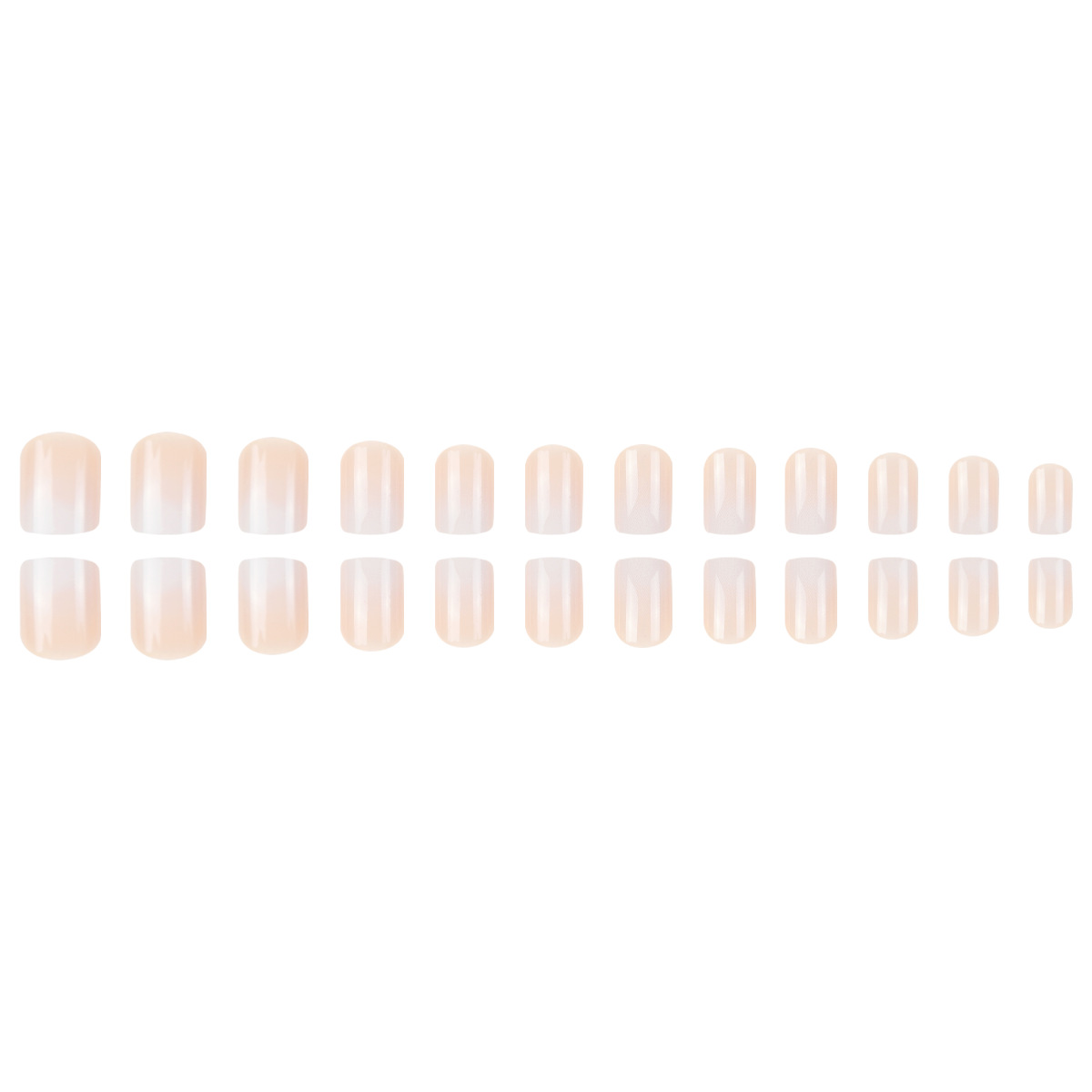 Pink-to-white gradient wearable nails Minimalist square-shaped nail tips Fierce and sassy fake nails