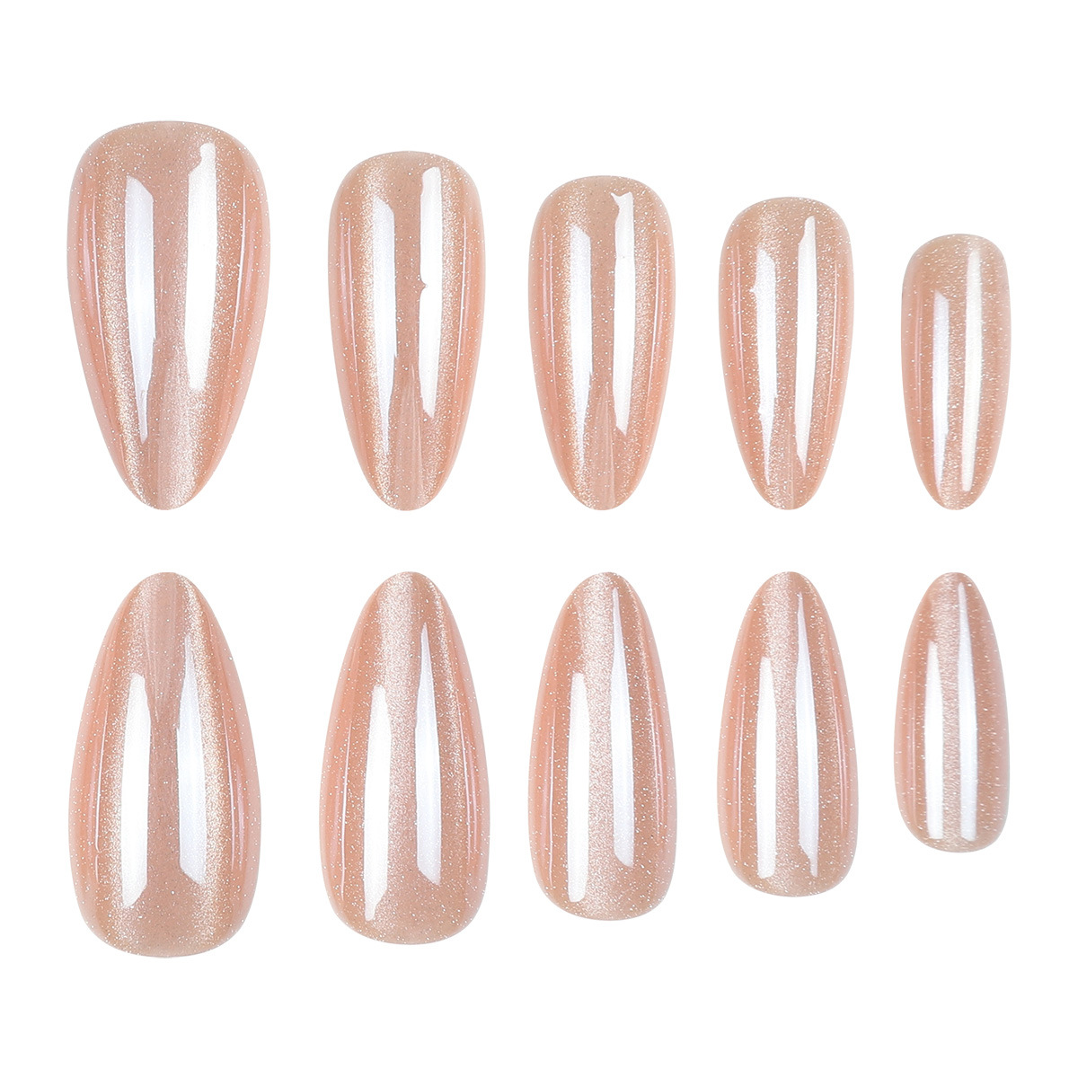 Almond Nails Pure Desire Luxury-Inspired High-Gloss Cat Eye White Electroplated Wearable Nails Removable Artificial Nails